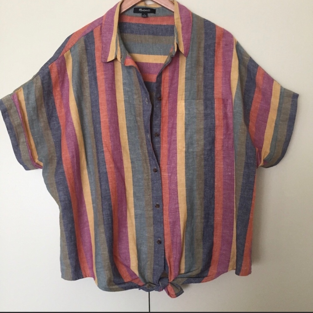 MADEWELL Rainbow Tie Front Botton Down-L